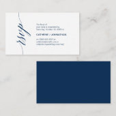 Carte D'accompagnement Classic élégant, Script bleu marine, RSVP Party (Devant / Derrière)