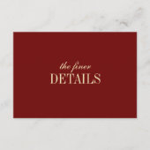 Carte D'accompagnement Classic Elegant Wine Red Wedding Details (Devant)