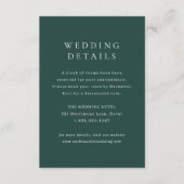 Carte D'accompagnement Classic Emerald Green Simple Wedding (Devant)