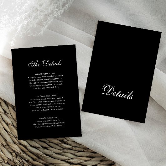 Carte D'accompagnement Classic Formal Black | Wedding Guest Details