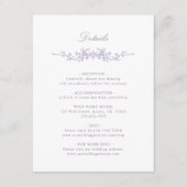 Carte D'accompagnement Classic French Victorian Lavender Wedding Details (Devant)