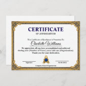 Carte D'accompagnement Classic Gold Blank Certificate Frame Printable (Devant / Derrière)