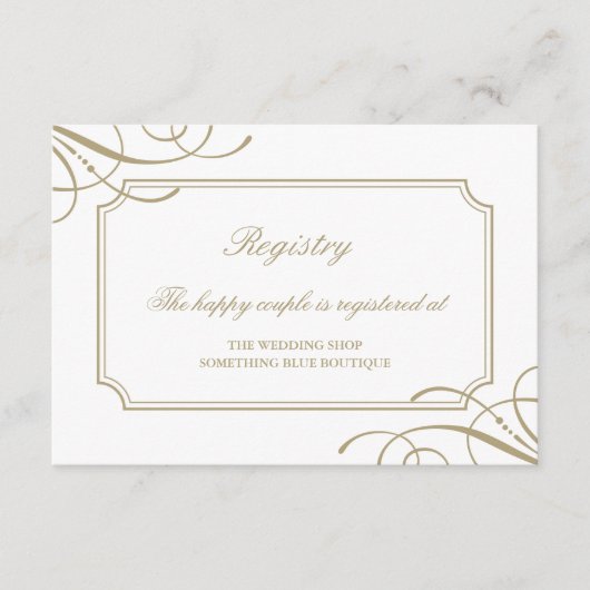 Carte D'accompagnement Classic Gold Frame Luxury Mariage Registry (Devant)