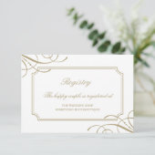 Carte D'accompagnement Classic Gold Frame Luxury Mariage Registry (Debout devant)