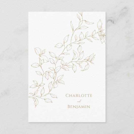 Carte D'accompagnement Classic Gold Greenery Détails du Mariage (Dos)