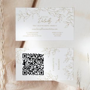 Carte D'accompagnement Classic Gold Greenery Site Mariage QR Code