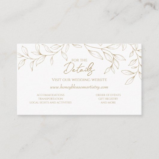Carte D'accompagnement Classic Gold Greenery Site Mariage QR Code (Devant)