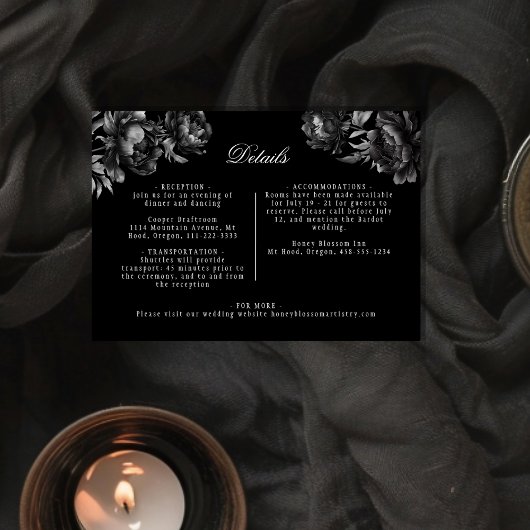 Carte D'accompagnement Classic Gothic Black Détails sur le Mariage