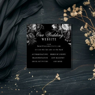 Carte D'accompagnement Classic gothique Noir Site Mariage Code QR