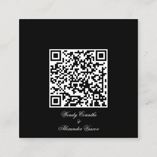 Carte D'accompagnement Classic gothique Noir Site Mariage Code QR (Dos)