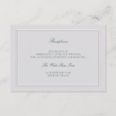 Carte D'accompagnement Classic Green Elevated Ivory Wedding Reception (Devant)