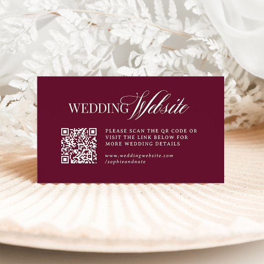 Carte D'accompagnement Classic Luxe Bourgogne | Code QR du site Web de ma