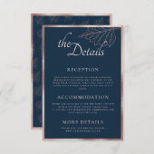 Carte D'accompagnement Classic Marine Matt Rose Gold Feuille Mariage Déta (Devant / Derrière)