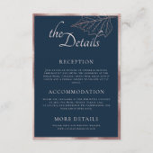 Carte D'accompagnement Classic Marine Matt Rose Gold Feuille Mariage Déta (Devant)