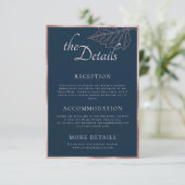 Carte D'accompagnement Classic Marine Matt Rose Gold Feuille Mariage Déta (Debout devant)