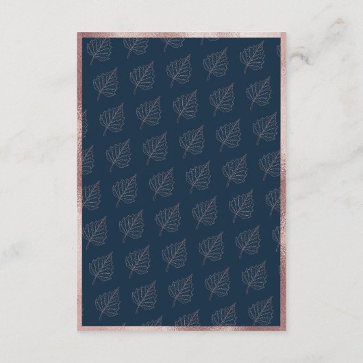 Carte D'accompagnement Classic Marine Matt Rose Gold Feuille Mariage Déta (Dos)