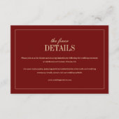 Carte D'accompagnement Classic Monogram Wine Red Wedding Details (Devant)