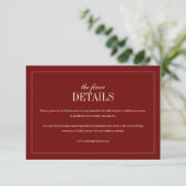 Carte D'accompagnement Classic Monogram Wine Red Wedding Details (Debout devant)