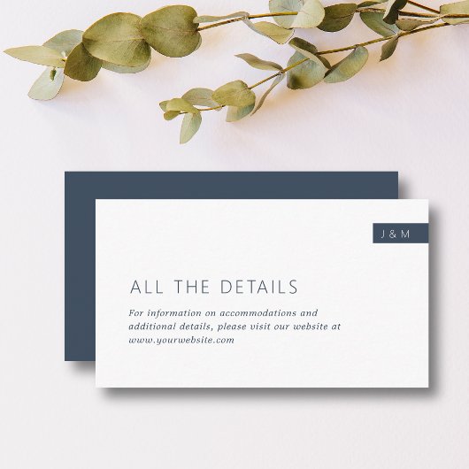 Carte D'accompagnement Classic Navy Blue & White Monogram Détails du Mari