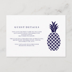 Carte D'accompagnement Classic Navy Pineapple Mariage Détails de l'invité