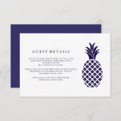 Carte D'accompagnement Classic Navy Pineapple Mariage Détails de l'invité (Devant / Derrière)