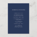 Carte D'accompagnement Classic Navy | Silver Wedding Schedule of Events<br><div class="desc">This classic navy | silver wedding schedule of events enclosure card is great for a simple modern romantic and elegant wedding. The dark navy blue color palette and minimal vintage typography give it a classy chic formal touch. The design is flexible, perfect for a basic contemporary evening, spring, fall, summer,...</div>