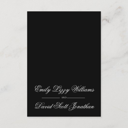 Carte D'accompagnement Classic noir et blanc Élégance Calligraphique (Dos)