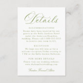 Carte D'accompagnement Classic Olive Green Calligraphy Wedding Details (Devant)