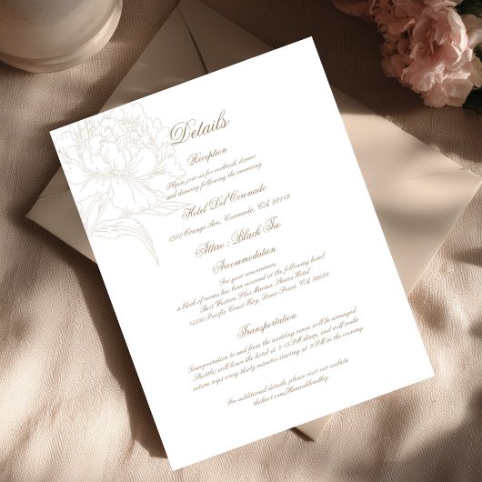Carte D'accompagnement Classic Outline Floral Details Enclosure Card