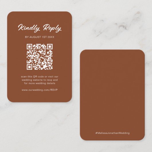 Carte D'accompagnement Classic Rustic Terracotta QR Code Mariage RSVP (Devant / Derrière)