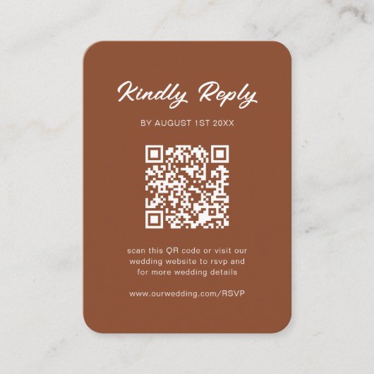Carte D'accompagnement Classic Rustic Terracotta QR Code Mariage RSVP (Devant)