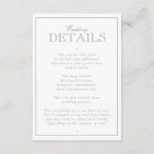 Carte D'accompagnement Classic Sage Green Calligraphie Monogramme Mariage (Dos)