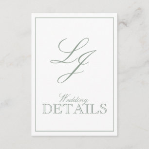Carte D'accompagnement Classic Sage Green Calligraphie Monogramme Mariage
