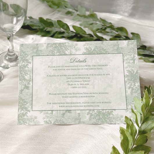 Carte D'accompagnement Classic Sage Green Landscape Toile Wedding