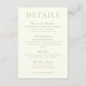 Carte D'accompagnement Classic Sage Green Minimalist Wedding Details (Devant)
