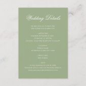 Carte D'accompagnement Classic Sage Green Monogram Crest Wedding Details (Devant)