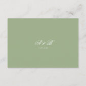 Carte D'accompagnement Classic Sage Green Monogram Script Wedding Details (Dos)