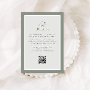 Carte D'accompagnement Classic Sage Green QR Code Mariage Détails de l'