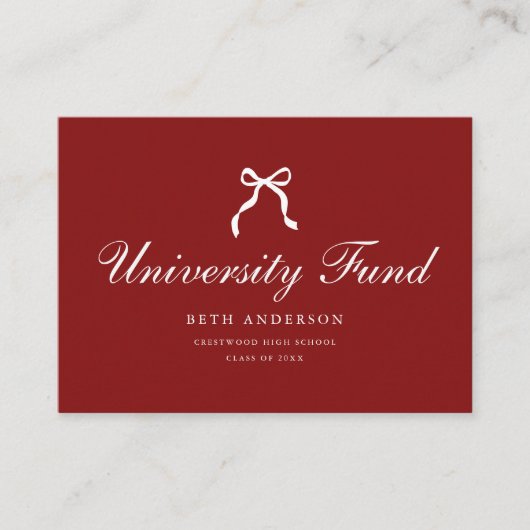 Carte D'accompagnement Classic Script Coquette Graduation University Fund (Devant)