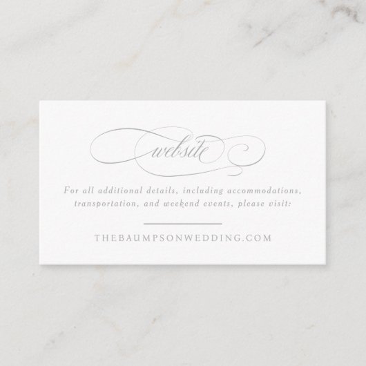 Carte D'accompagnement Classic Script Elegance Mariage Petit site Web (Devant)