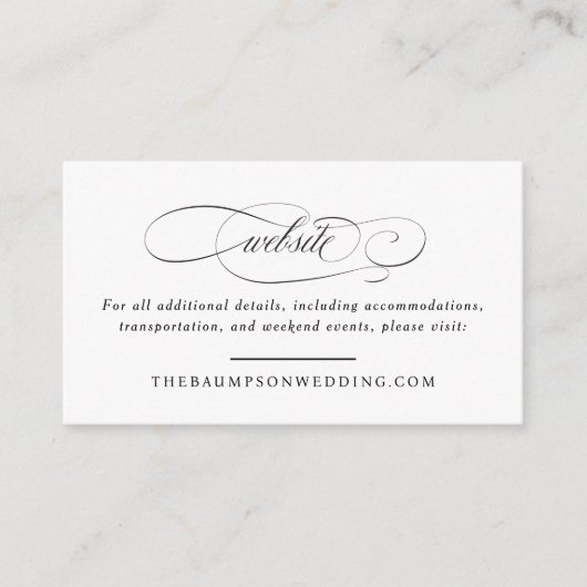 Carte D'accompagnement Classic Script Elegance Mariage Petit site Web (Devant)