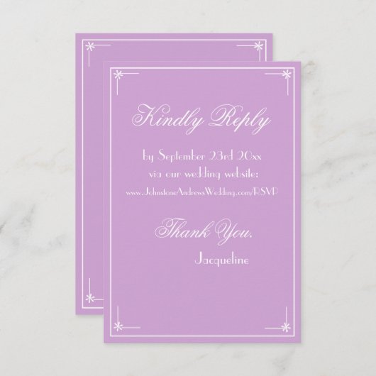 Carte D'accompagnement Classic script simple chic site mariage RSVP (Devant / Derrière)