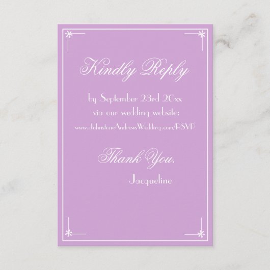 Carte D'accompagnement Classic script simple chic site mariage RSVP (Devant)