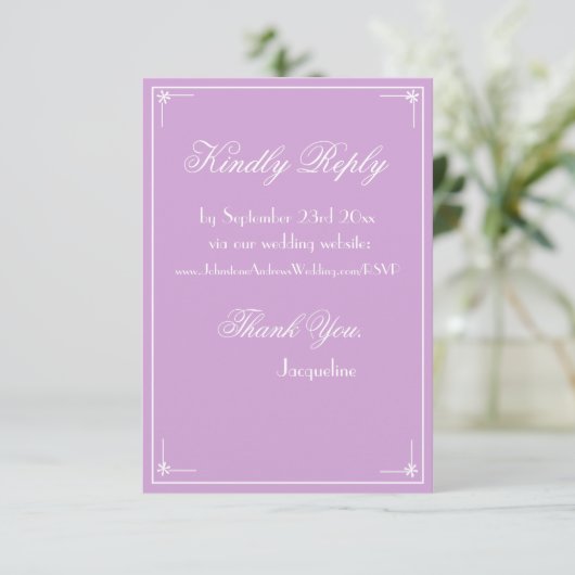 Carte D'accompagnement Classic script simple chic site mariage RSVP (Debout devant)
