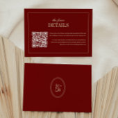 Carte D'accompagnement Classic Script Wine Red QR Code Wedding Details