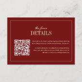 Carte D'accompagnement Classic Script Wine Red QR Code Wedding Details (Devant)