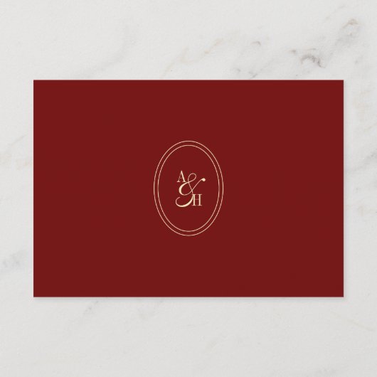 Carte D'accompagnement Classic Script Wine Red QR Code Wedding Details (Dos)