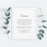 Carte D'accompagnement Classic Simple Elegance Mariage Info - Détails<br><div class="desc">Fournissez à vos invités mariages les détails dont ils auront besoin autour de votre mariage. Vous pouvez éditer le modèle texte avec les informations de l'hôtel,  les itinéraires,  les rencontres spéciales et les réceptions et plus encore. Modifiez simplement le modèle de texte comme vous le souhaitez.</div>