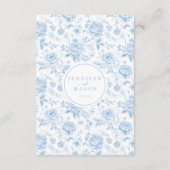 Carte D'accompagnement Classic Simple Porcelaine Bleue Mariage Détails Ca (Dos)