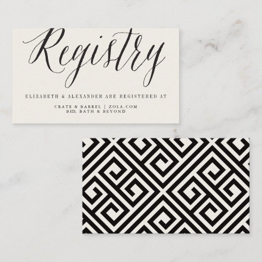 Carte D'accompagnement Classic Simple Script Moderne Chic Mariage Registr (Devant / Derrière)